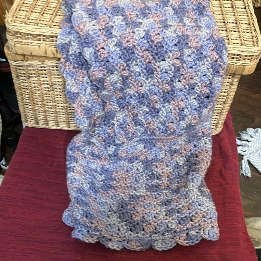 Women’s crochet hood balaclava hooded scarf handmade head covering purple hat
